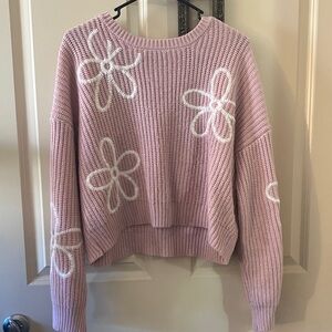 No Boundaries Pink and White Floral Sweater